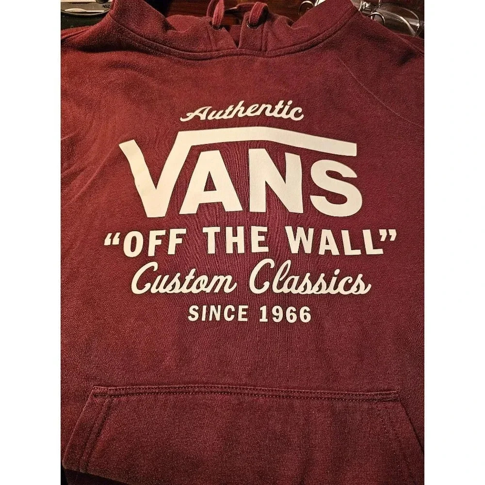 Vans Off the Wall Custom Classics Hoodie Adult M Skateboard Maroon - Picture 4 of 9